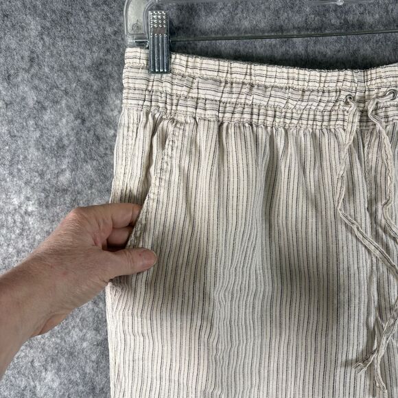 H&M 100% Linen Womens Small Straight Leg Comfort Pull On Stripe Trouser Pants - Picture 5 of 8